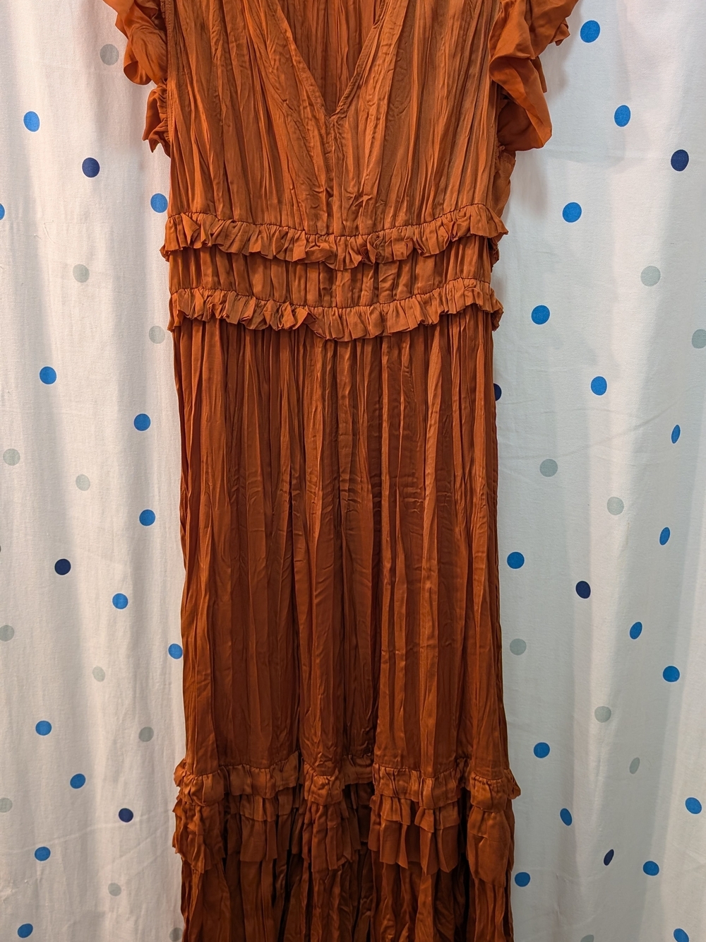 Vestique Rust Colored Ruffle Tiered Dress